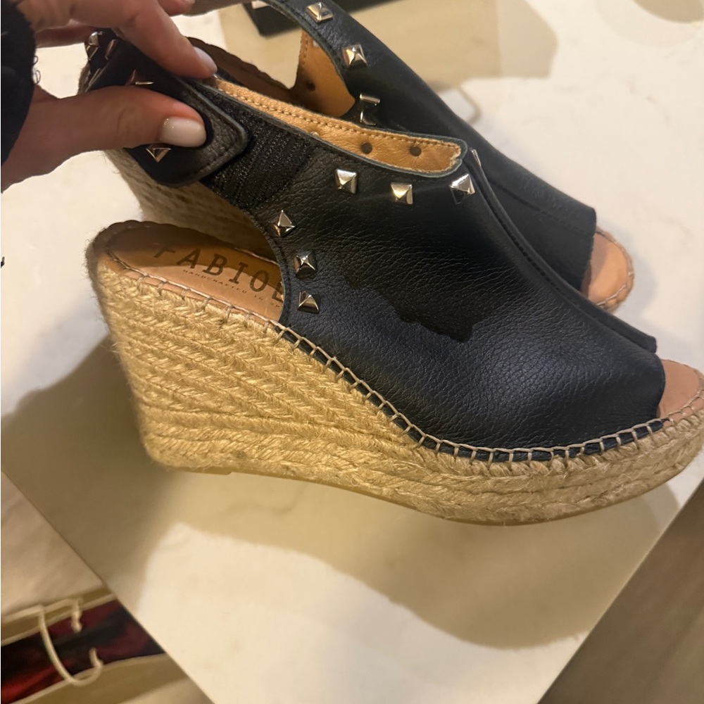 Black Wedge Sandals